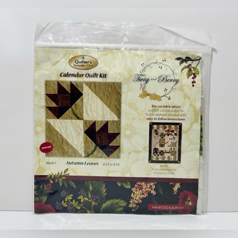🆕 Quilters Sampler Club Twig & Berry Calendar Quilt Kit Precut Fabric Block 9